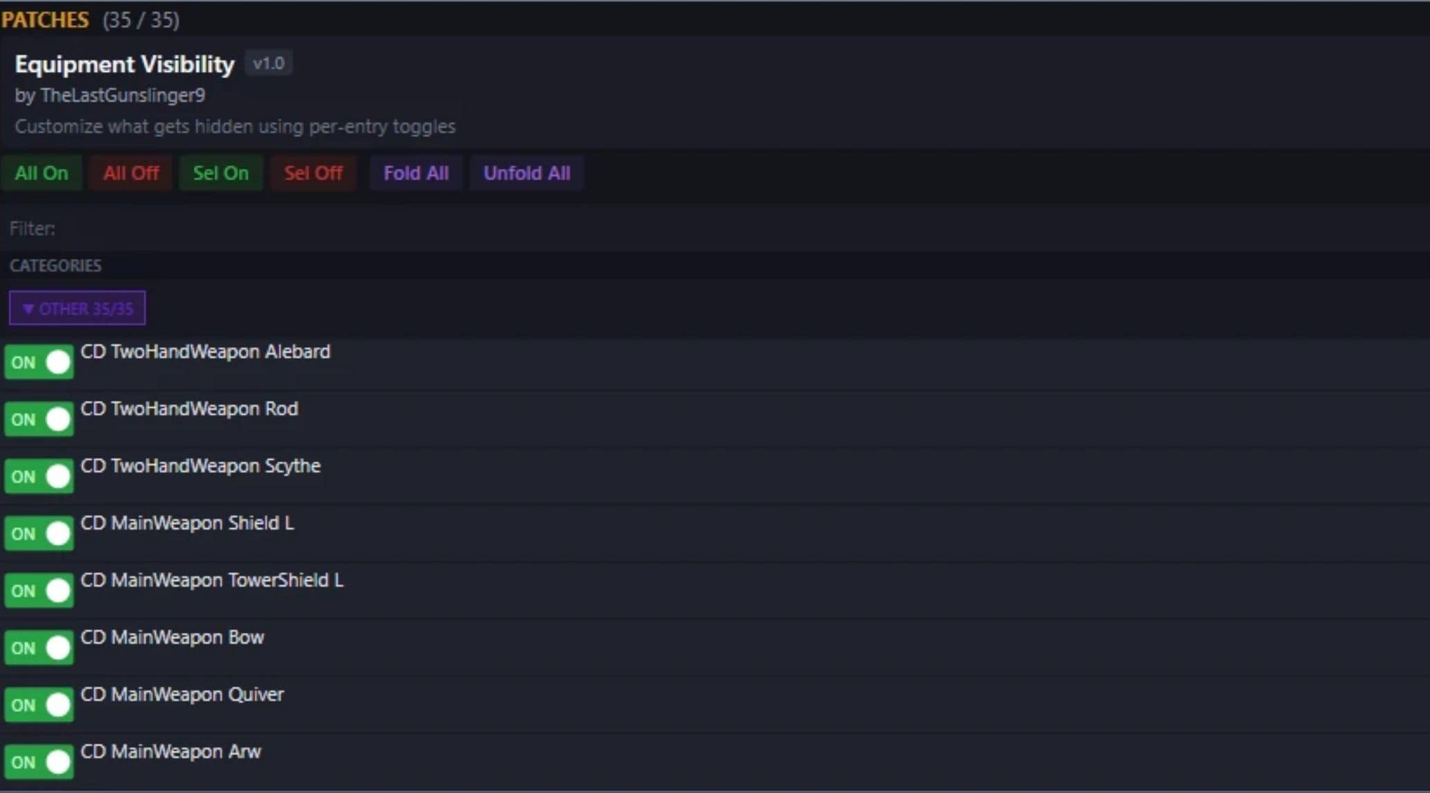 Equipment Visibility (Configurable JSON Mod) v1.0