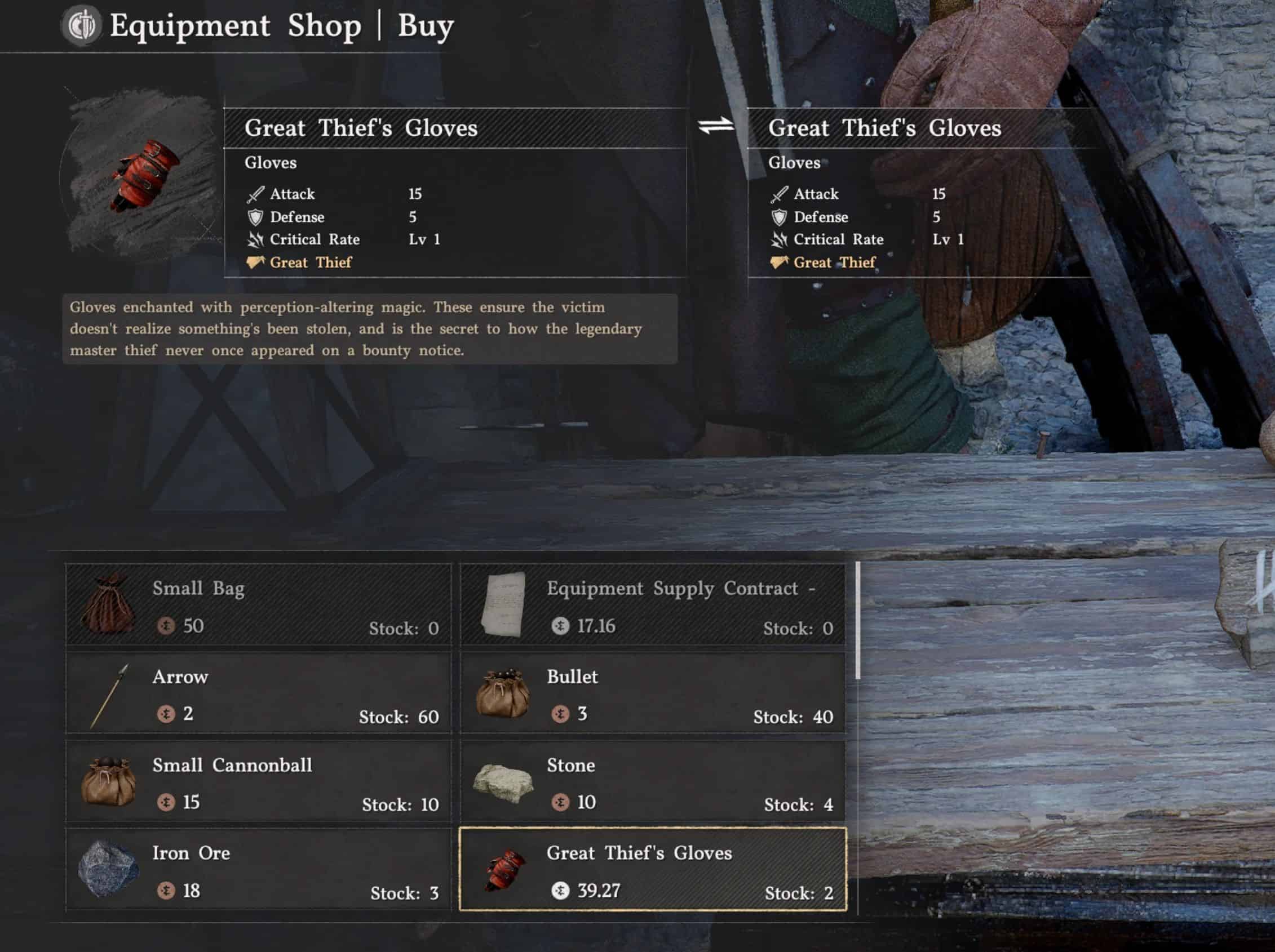 Shop Sell Thief gloves v1.0