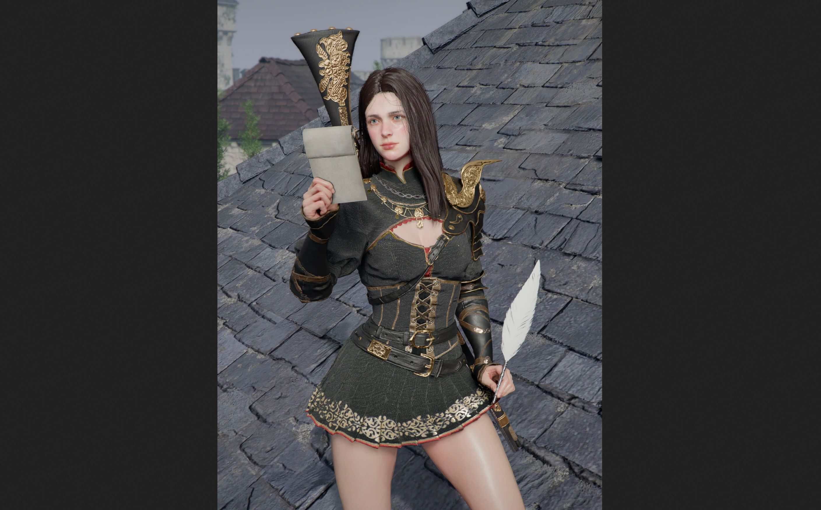 Elegant Carmine Leather Armor Without Sleeve Decoration v1.0