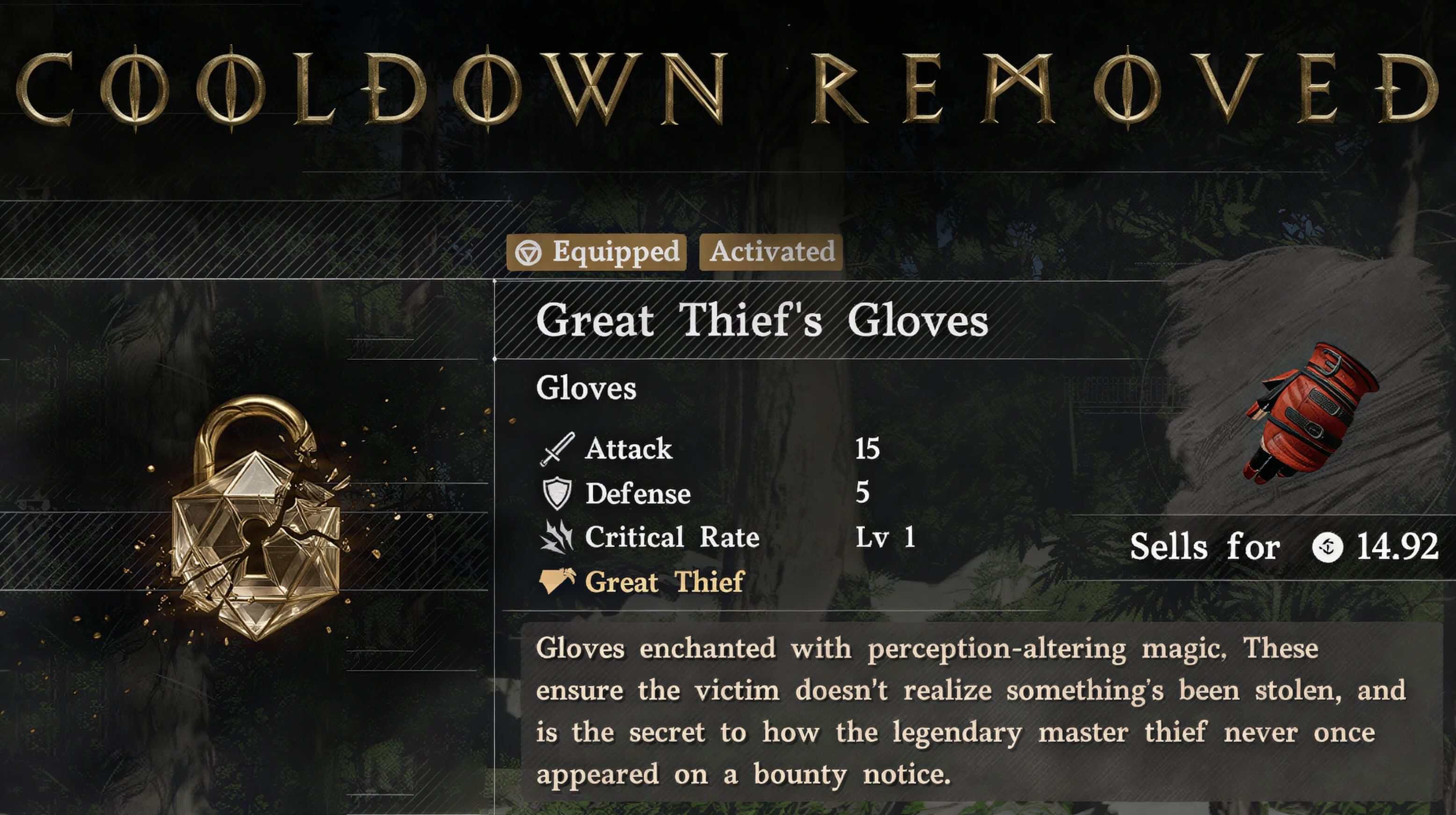 Great Thief’s Gloves Cooldown Removed v1.0