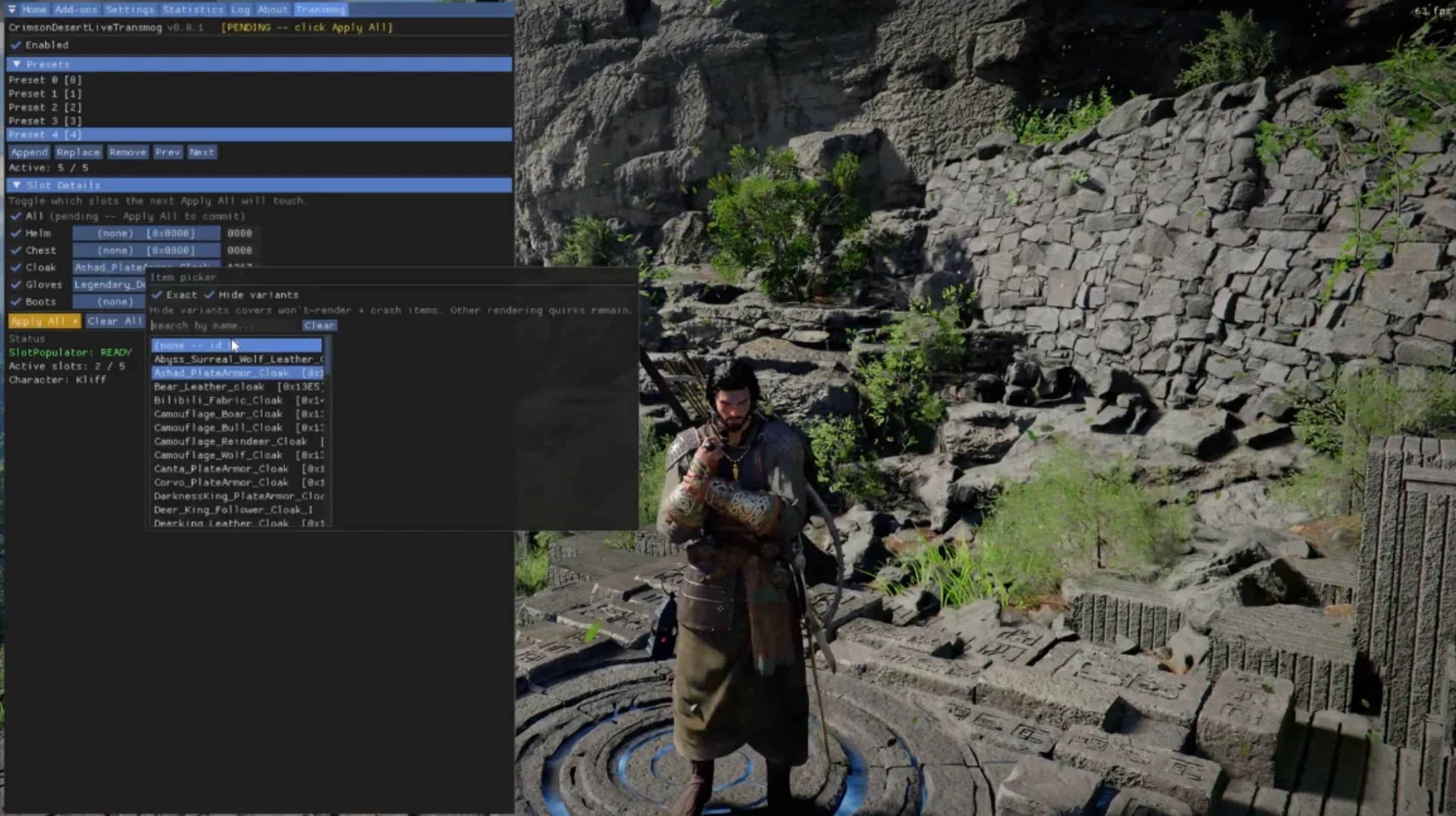 Live Transmog – Runtime Armor Appearance Swap (BETA) v0.10.1